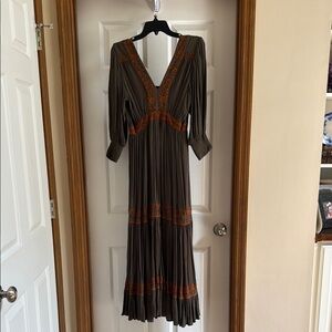 Shyanne Brown and Orange Ruffled Tiered Gown